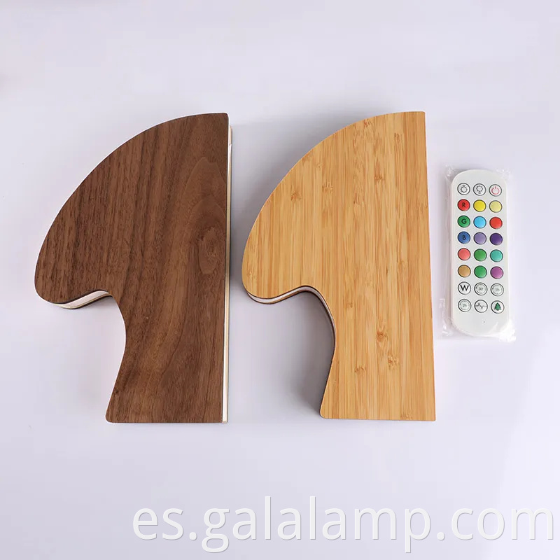Lámpara de mesa de madera de bambú LED colorida con diseño de champiñones